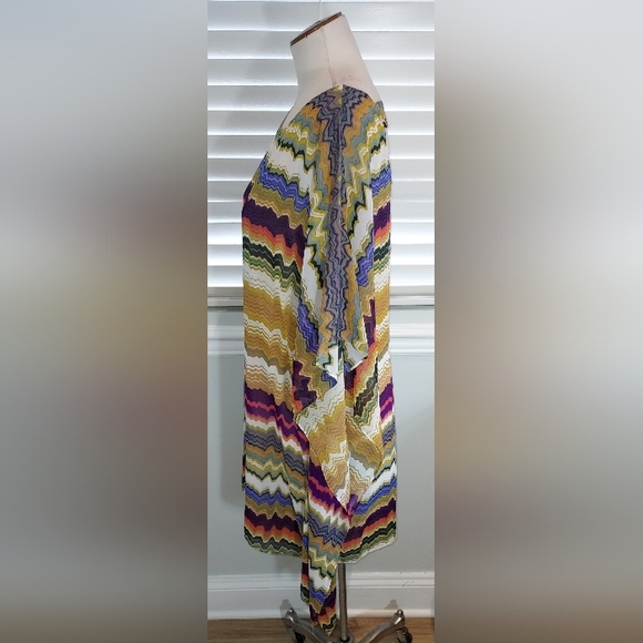 Vince Camuto Multi Color Wave Print One Short Slv One Drape Slv Dress Pre-owned - Picture 6 of 8